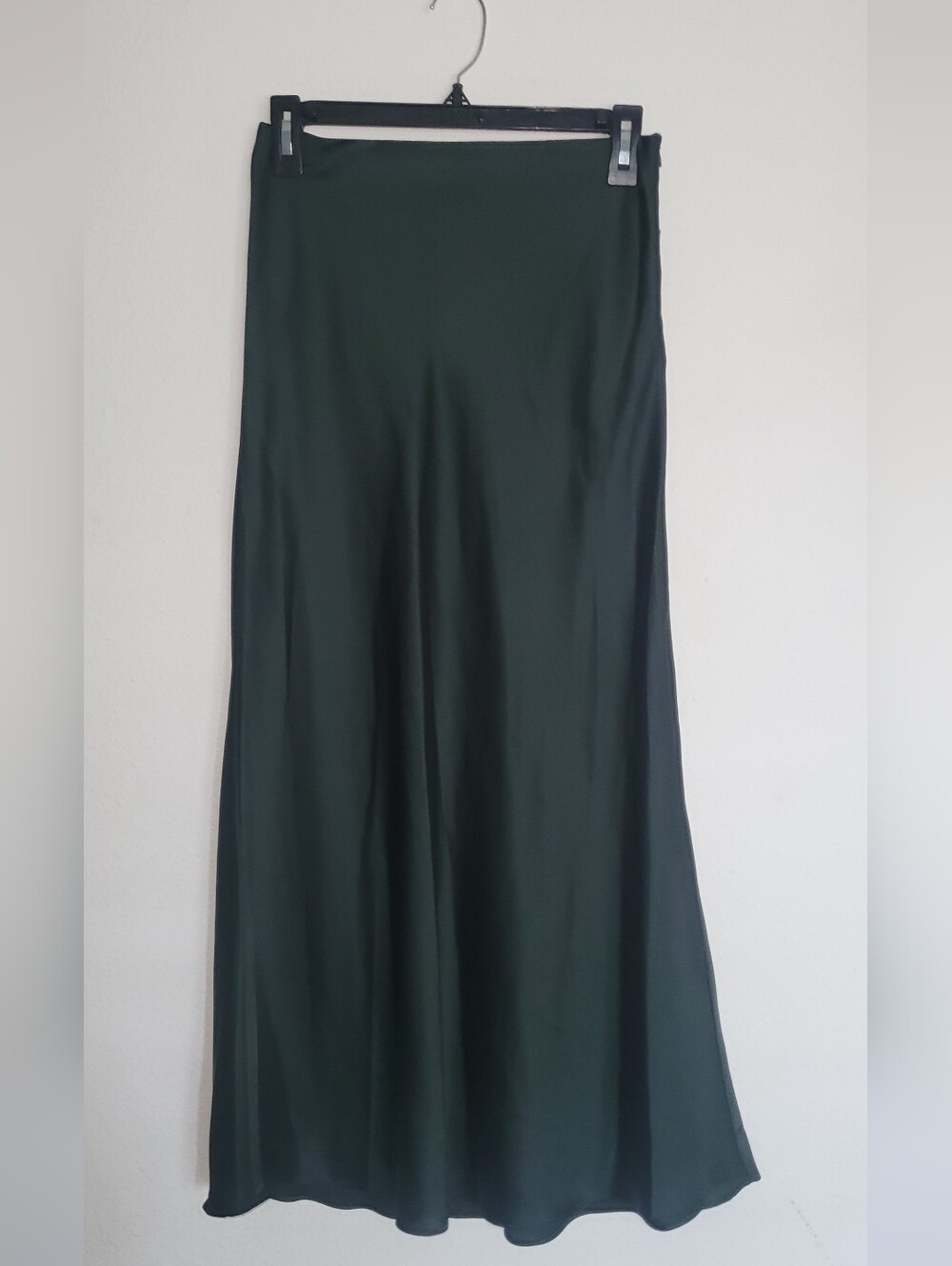 Elodie Forest Green Satin Maxi Skirt